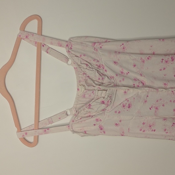 Floral Pink Midi Sundress Tie Front – Cottagecore Spring Dress by Sim & Sam - Picture 4 of 9